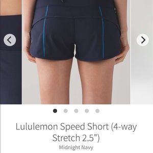 Lululemon size 4 Navy Speed Up 2.5 inseam